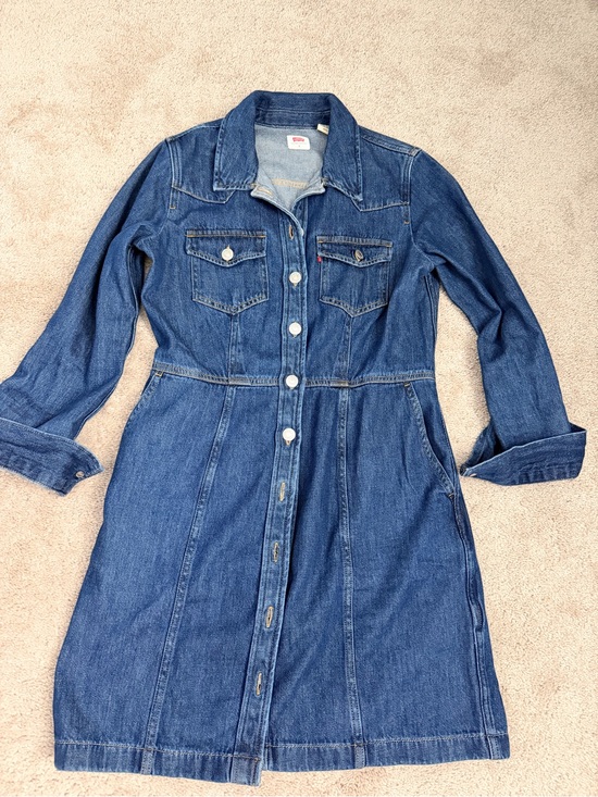 Levi's Dresses & Skirts - Levi's Classic Blue Denim Button-Front Long Sleeve Dress